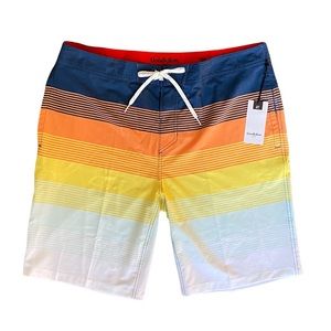 GOODFELLOW & CO 10" STRIPED SUNSET BOARD SHORTS